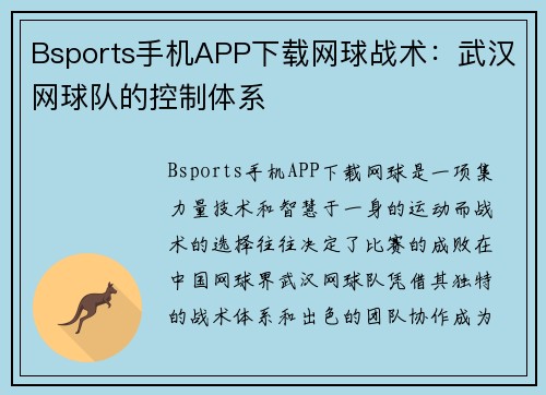 Bsports手机APP下载网球战术：武汉网球队的控制体系