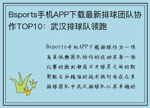 Bsports手机APP下载最新排球团队协作TOP10：武汉排球队领跑